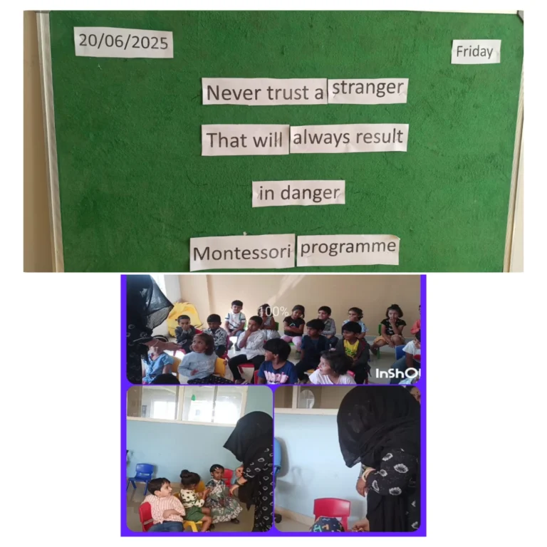 Montessori students participating in a safety-awareness activity at BRS Global School Attibele – schools in Anekal