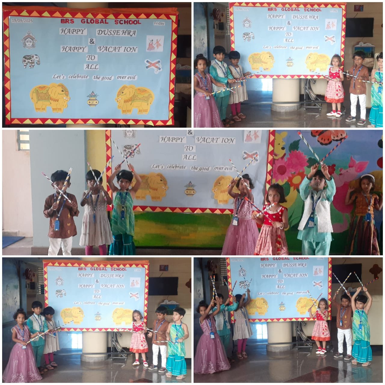 Montessori children celebrating Dussehra at BRS Global School Attibele, among schools near Sarjapur Road