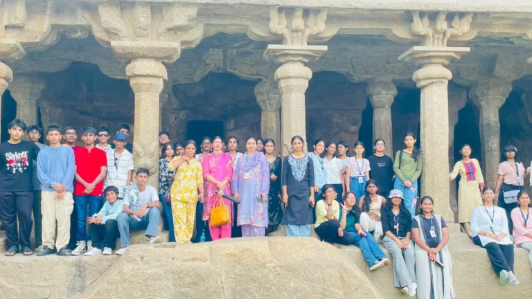 Students from BRS Global School, one of the CBSE schools in Sarjapur Road, visiting the Shore Temple in Mahabalipuram during an educational excursion.