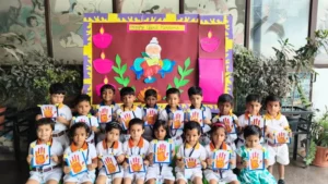 Students learning about Guru Purnima at BRS Global School, Sarjapur Road.