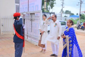 Students salute the National Flag at one of the top CBSE schools in Bangalore and CBSE schools in Electronic City.