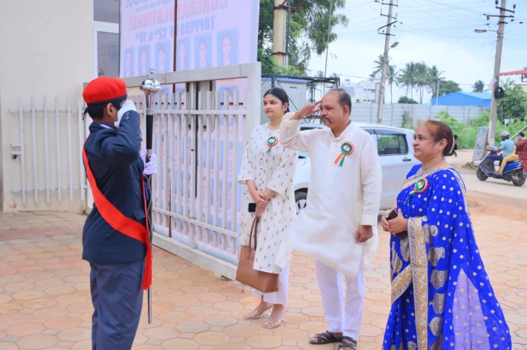 Students salute the National Flag at one of the top CBSE schools in Bangalore and CBSE schools in Electronic City.