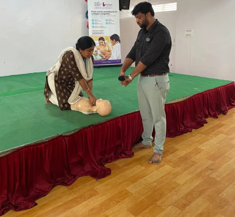 CPR Awareness and Training Session at BRS Global School, one of the CBSE schools in Sarjapur Road, empowering staff with life-saving emergency response skills.