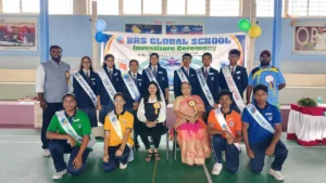 Students taking the leadership oath during the Investiture Ceremony at BRS Global School Attibele, one of the best CBSE schools in Anekal, serving families from Hosur and Electronic City.