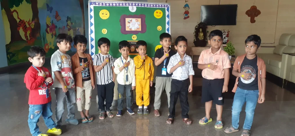 Students sharing emotions using emoji expressions at one of the leading schools in Anekal.