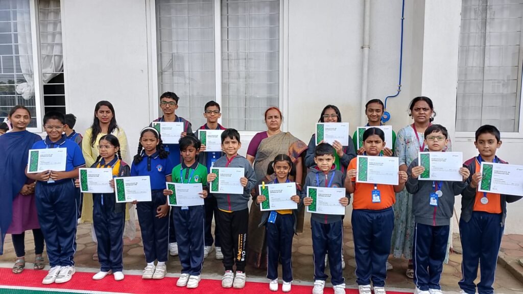 Young achievers recognised during LogIQids Mental Aptitude Olympiad 2025–26 at one of the leading CBSE schools in Bangalore.