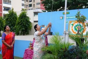 Students participating in Independence Day celebration at BRS Global School, a CBSE school in Sarjapur Road