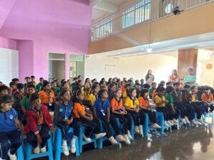 Students participating in a Good Touch and Bad Touch awareness session at BRS Global School, schools in Anekal