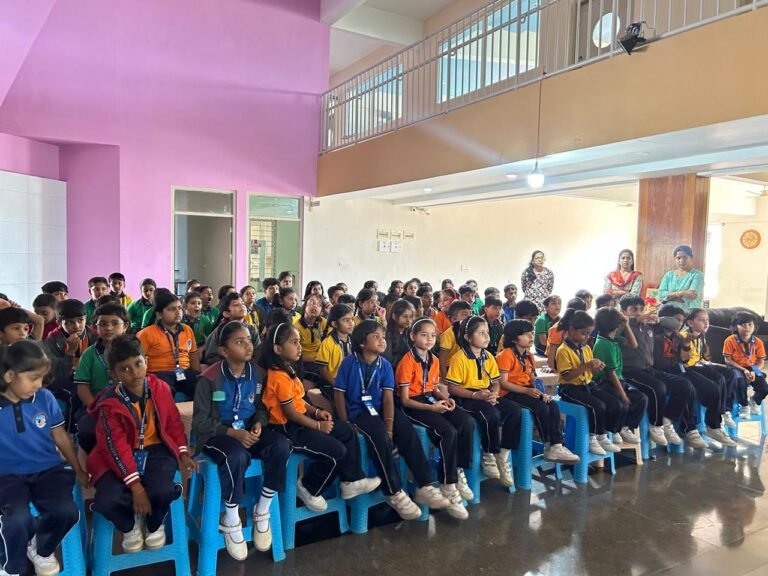 Students participating in a Good Touch and Bad Touch awareness session at BRS Global School, schools in Anekal
