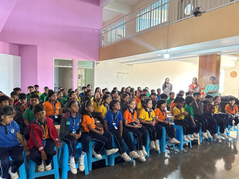 Students participating in a Good Touch and Bad Touch awareness session at BRS Global School, schools in Anekal
