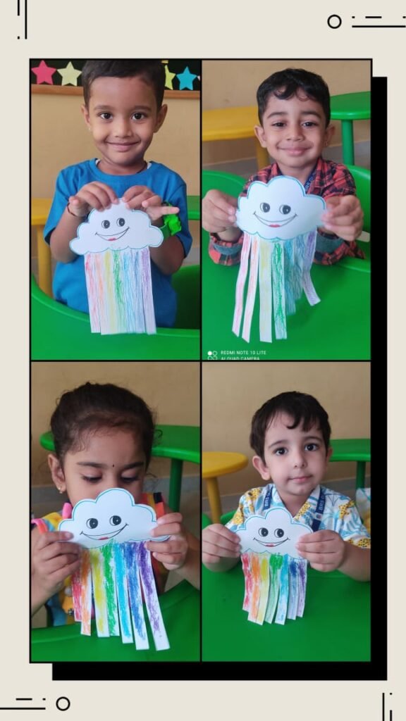 Montessori students celebrating Rainbow Day at BRS Global School, one of the leading schools in Anekal.