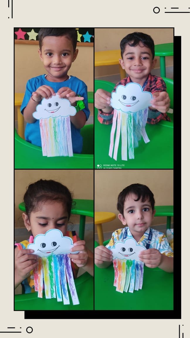 Montessori students celebrating Rainbow Day at BRS Global School, one of the leading schools in Anekal.