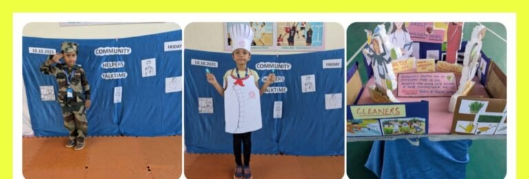 Montessori children participating in Community Helpers Activity at BRS Global School Attibele, one of the schools in Hosur and nearby areas.