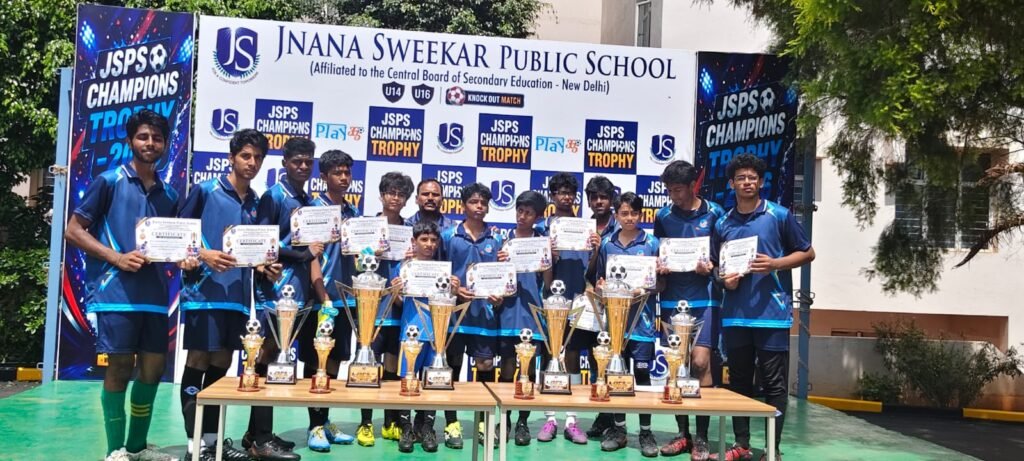 BRS Global School Sarjapur Road students participating in the Jnana Sweekar Football Tournament 2026 in Bengaluru.