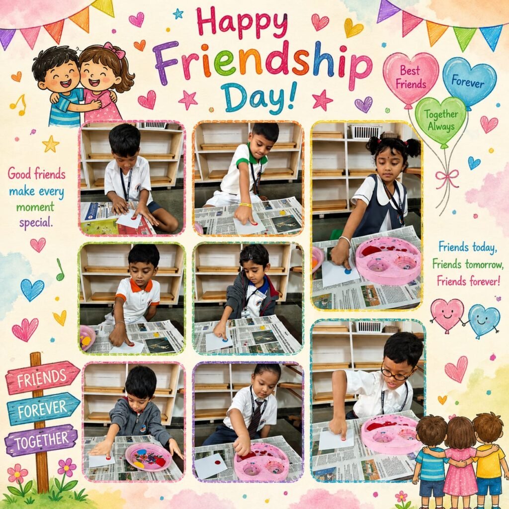 Students participating in Friendship Day activities at BRS Global School, Sarjapur Road