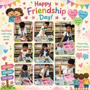 Students participating in Friendship Day activities at BRS Global School, Sarjapur Road