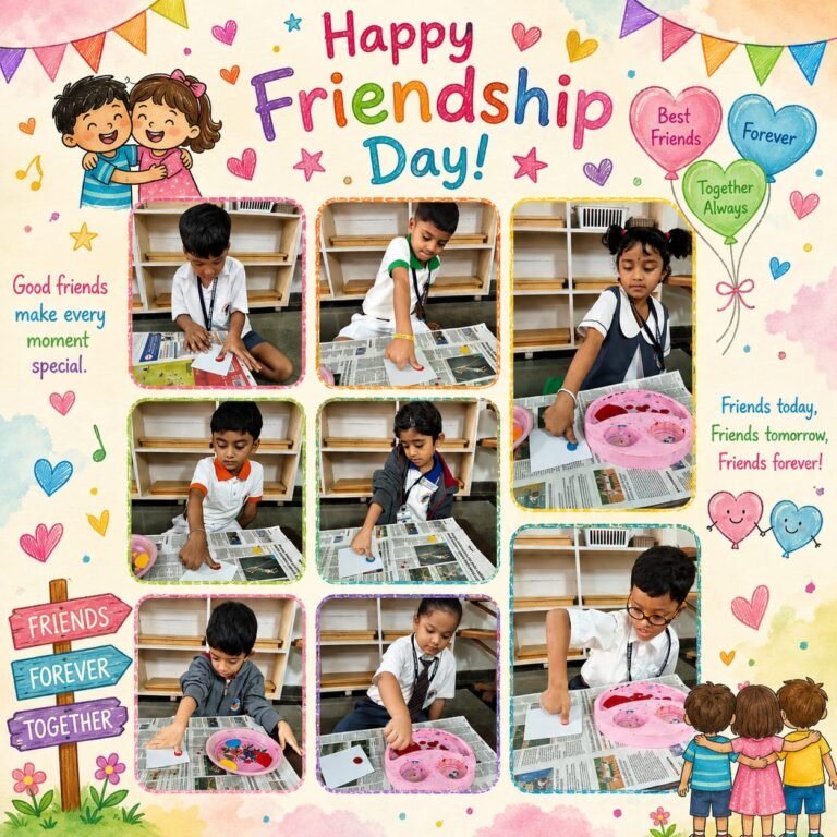 Students participating in Friendship Day activities at BRS Global School, Sarjapur Road