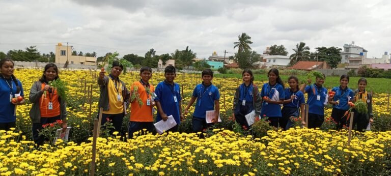 Grade 6 students of BRS Global School Attibele during an educational farm visit at CBSE schools in Chandapura.