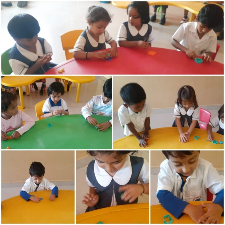 Montessori children participating in a colourful activity at BRS Global School Attibele – schools in Attibele