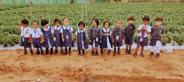 Montessori students during an educational farm visit at Bidaraguppe Village near Attibele, one of the leading CBSE schools in Attibele.