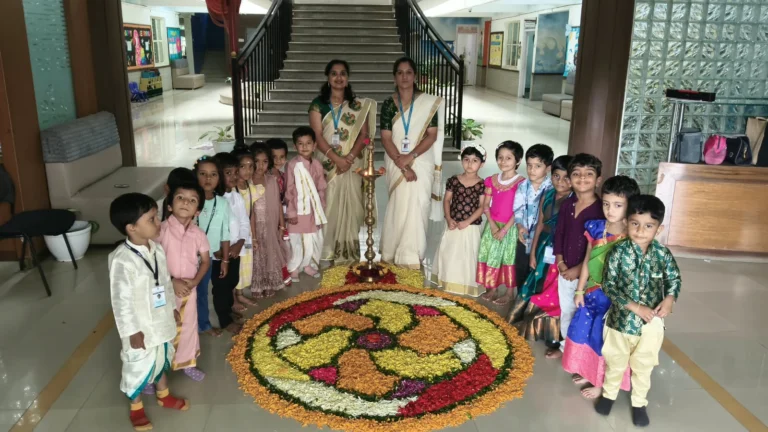 Montessori students celebrating Onam at a school in Sarjapur Road