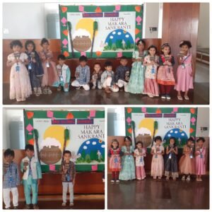 Students celebrating Pongal at BRS Global School, among schools in Anekal.