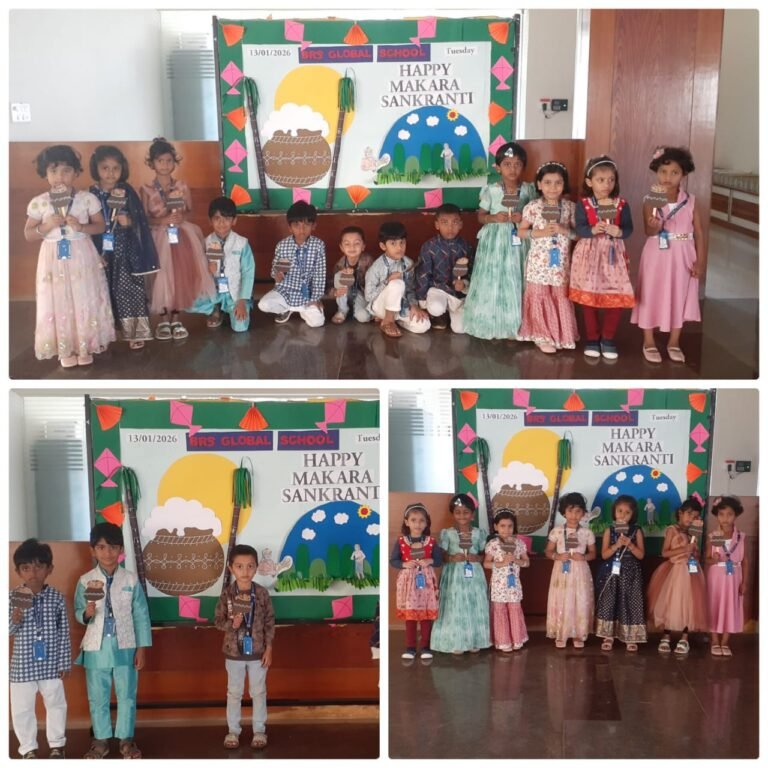 Students celebrating Pongal at BRS Global School, among schools in Anekal.