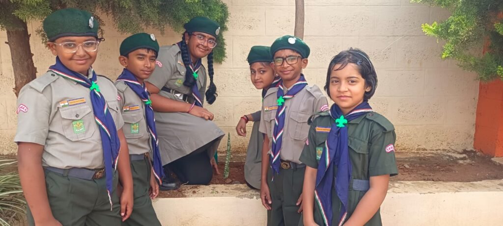 Students participating in Scouts and Guides activities at BRS Global School Attibele, one of the leading schools in Attibele