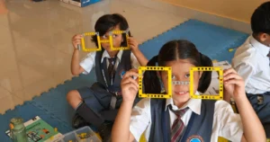 Grade 1 and 2 students building Smart Goggles during Robotics at BRS Global School Attibele – CBSE schools in Chandapura.