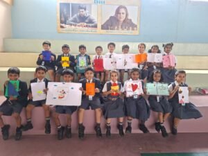 Grades 1–2 students making greeting cards at BRS Global School Attibele, among CBSE schools in Chandapura.
