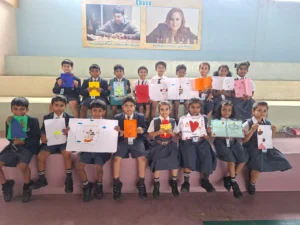Grades 1–2 students making greeting cards at BRS Global School Attibele, among CBSE schools in Chandapura.