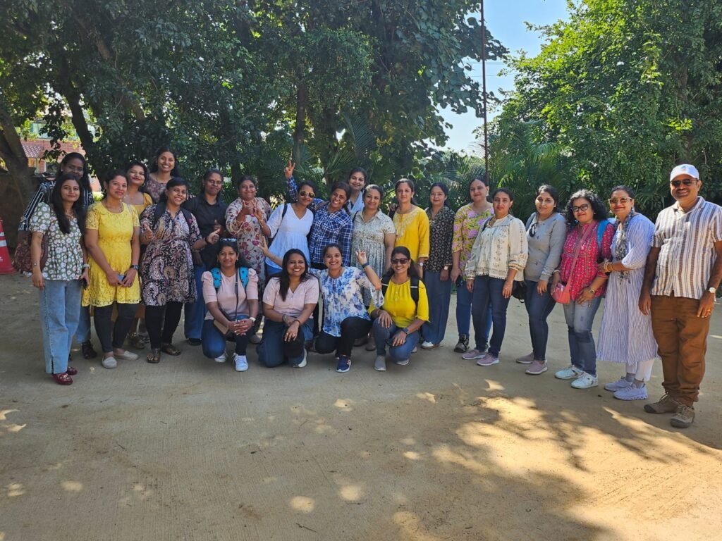 Teachers celebrating Teachers’ Day at BRS Global School, one of the best CBSE schools in Sarjapur Road, during a special resort outing.