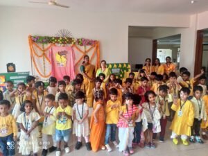 Montessori children celebrating Ganesh Chaturthi and Yellow Day at BRS Global School, Attibele, among schools in Attibele
