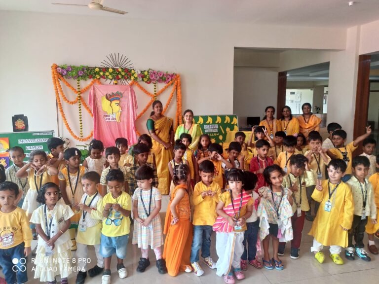 Montessori children celebrating Ganesh Chaturthi and Yellow Day at BRS Global School, Attibele, among schools in Attibele
