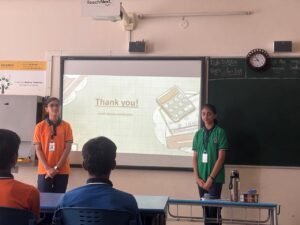 Grade 8 students presenting “A Story of Numbers” at BRS Global School, Attibele – CBSE schools in Chandapura.