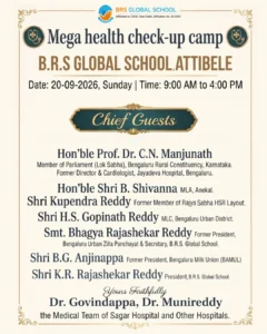 Distinguished guests at the Mega Health Check-up Camp at BRS Global School Attibele