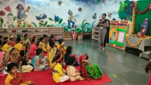 Children celebrating Krishna Janmashtami at BRS Global School, Sarjapur Road