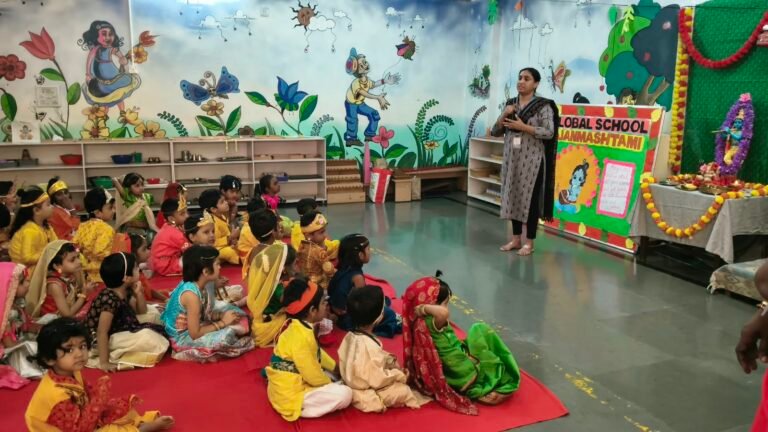 Children celebrating Krishna Janmashtami at BRS Global School, Sarjapur Road