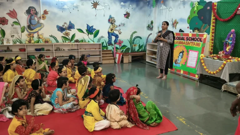 Children celebrating Krishna Janmashtami at BRS Global School, Sarjapur Road