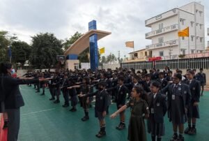 Students returning to BRS Global School Attibele after the Dussehra vacation on 22 October 2026, highlighting the school community at one of the schools in Attibele.