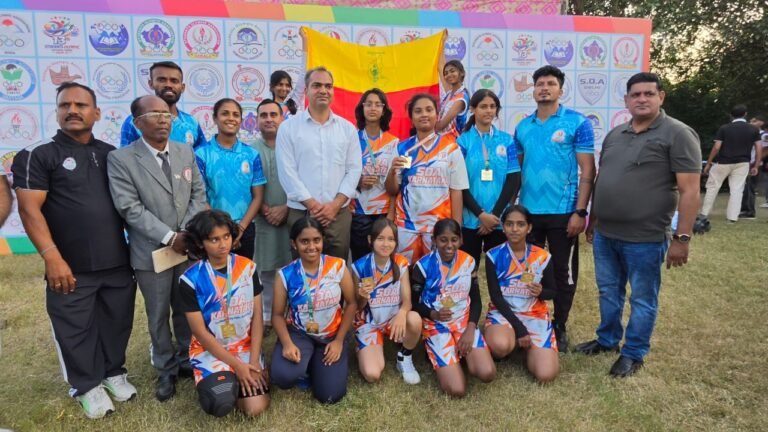Grade 8 and Grade 9 students of BRS Global School participating in the 13th Students Olympic National Games 2026–27, representing one of the best CBSE schools in Sarjapur Road.