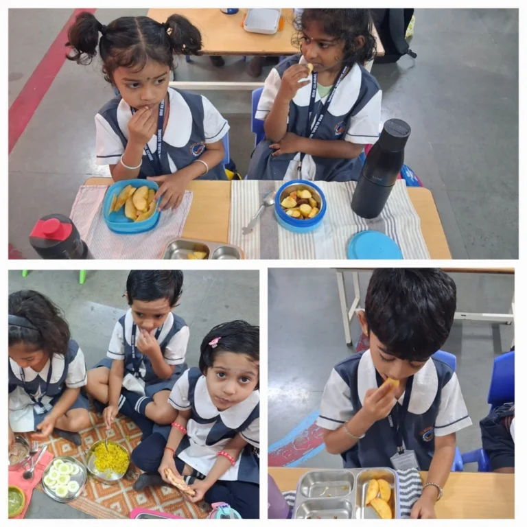 Students participating in classroom voting activity on healthy food