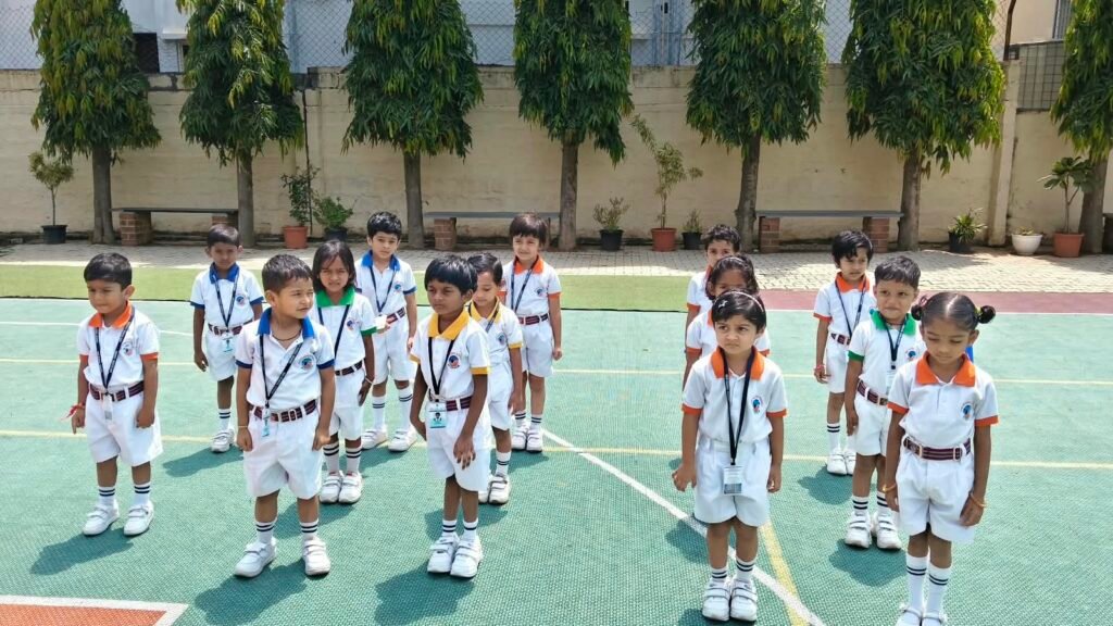 Montessori students enjoying an age-appropriate physical training session in Bengaluru