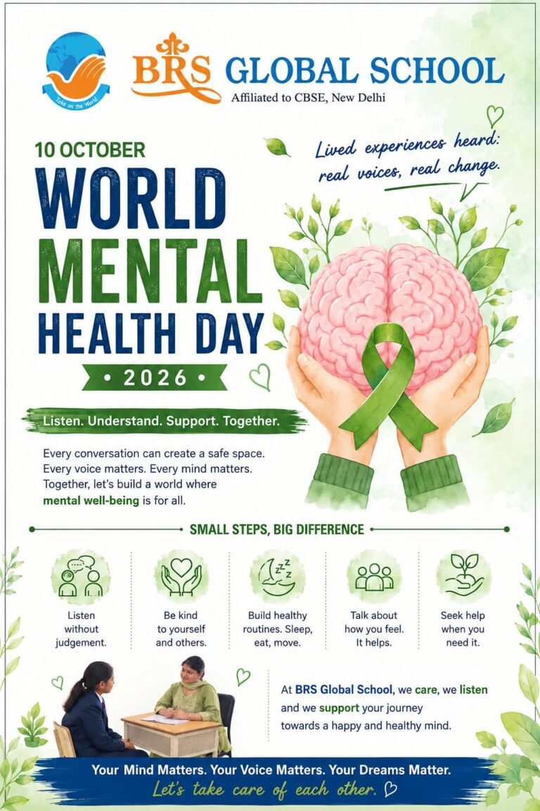 World Mental Health Day 2026 awareness message at BRS Global School, Sarjapur Road.